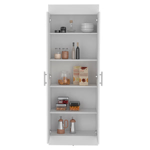 English Elm Pantry Cabinet Clinton White — Slim 73.2" Engineered Wood Kitchen Storage with Metal Handles, Shelves B092142840