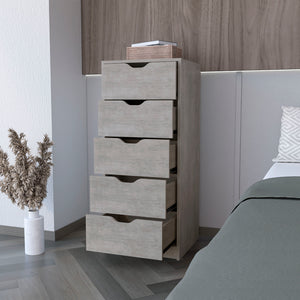 English Elm Kamran Concrete Gray Dresser - 5 Narrow Drawers, Engineered Wood, Space-Saving 45.2"L x 20"W B092142859