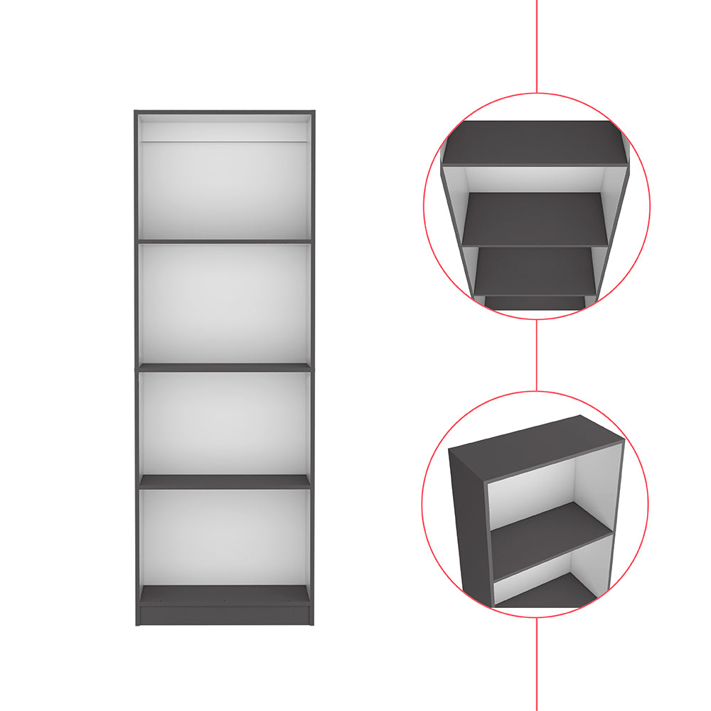 English Elm Bookcase Benzoni Four-Tier Engineered Wood, Matt Gray/White – Space-Saving, Timeless Office Storage B092142824