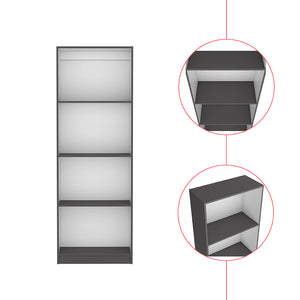 English Elm Bookcase Benzoni Four-Tier Engineered Wood, Matt Gray/White – Space-Saving, Timeless Office Storage B092142824