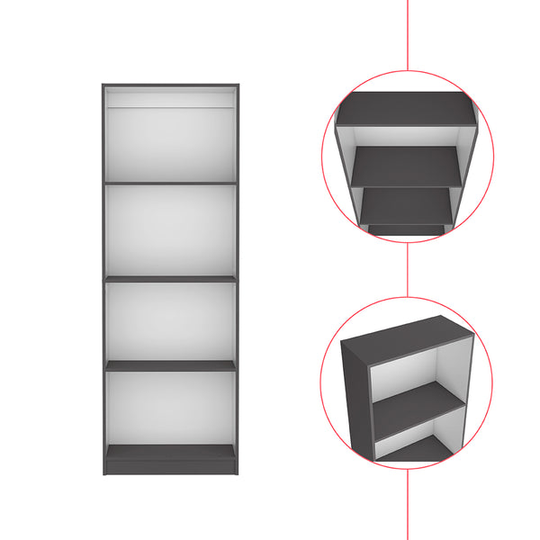 English Elm Bookcase Benzoni Four-Tier Engineered Wood, Matt Gray/White – Space-Saving, Timeless Office Storage B092142824