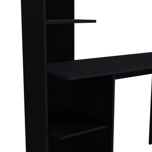 English Elm Desk Wichita Modern Black Engineered Wood Desk with Three Open Shelves 47" Work Surface for MonitorsDesk Wichita Modern Black Engineered Wood Desk with Three Open Shelves 47" Work Surface for Monitors B092142836