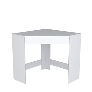 English Elm Corner Desk Granger Engineered Wood Corner Desk in White with Drawer, Space-Saving Stable Design B092142856