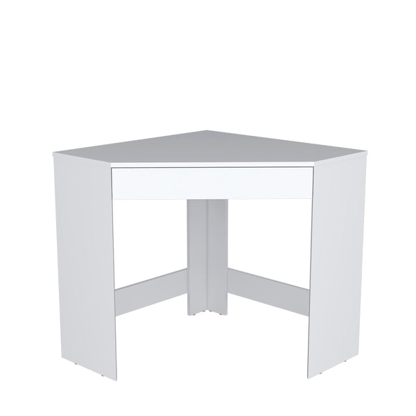 English Elm Corner Desk Granger Engineered Wood Corner Desk in White with Drawer, Space-Saving Stable Design B092142856