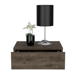 English Elm Nightstand Isola Wall-Mounted Dark Brown Engineered Wood | Space-Saving Drawer, Spacious Top (90") B092142815