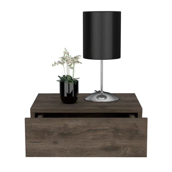 English Elm Nightstand Isola Wall-Mounted Dark Brown Engineered Wood | Space-Saving Drawer, Spacious Top (90") B092142815