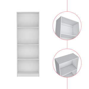 English Elm Bookcase Benzoni Engineered Wood, 4-Tier White Office Shelf Unit for Space-Saving Storage & Display B092142820