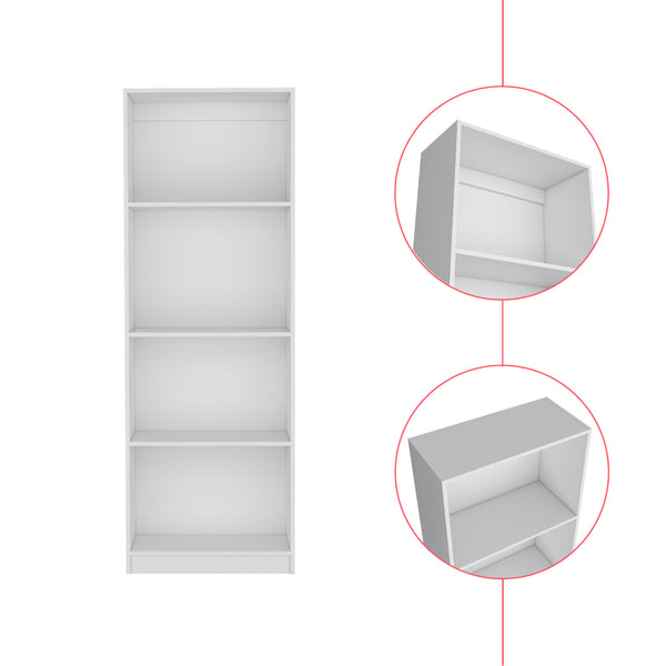 English Elm Bookcase Benzoni Engineered Wood, 4-Tier White Office Shelf Unit for Space-Saving Storage & Display B092142820
