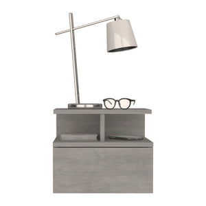 English Elm Nightstand Floating Flopini Concrete Gray — Wall-Mounted Engineered Wood, Drawer & 14" Shelf Space B092142830