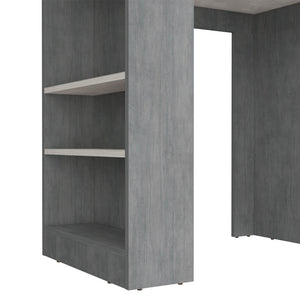 English Elm Kitchen Island Doyle Concrete Gray with Ibiza Marble Finish — Compact Prep Station, 3 Open Shelves, Engineered Wood Durable Storage 90cm B092142835