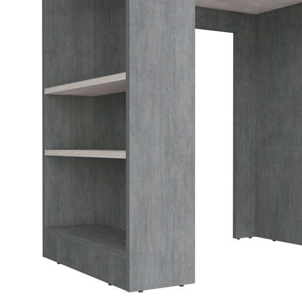 English Elm Kitchen Island Doyle Concrete Gray with Ibiza Marble Finish — Compact Prep Station, 3 Open Shelves, Engineered Wood Durable Storage 90cm B092142835