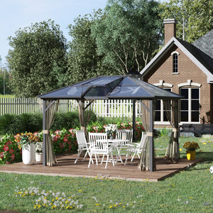 English Elm 10' X 12' Hardtop Gazebo Canopy With Uv-Resistant Roof, Ventilation, And Insect-Free Design For Outdoor Fun W2225S00032