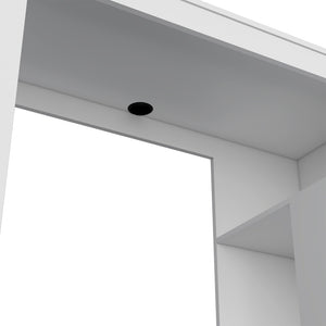 English Elm Desk Adona White Engineered Wood Office Desk with Two 12"x19.2" Shelves, Spacious Surface & Legroom B092142838