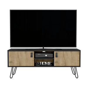English Elm Tv Stand B Magness Black/Macadamia Engineered Wood TV Console with Open Shelves & Spacious Cabinets, Stable Base B092142844