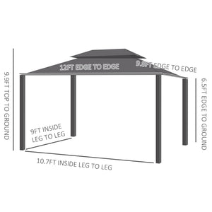 English Elm 10' X 12' Hardtop Gazebo Canopy - Durable Aluminum Frame, Weather-Resistant Pavilion With Privacy Curtains & Mesh W2225S00036