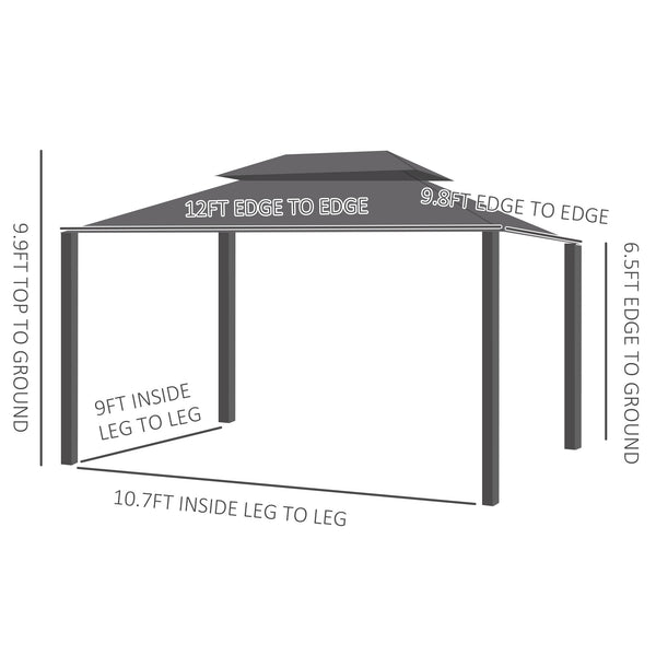 English Elm 10' X 12' Hardtop Gazebo Canopy - Durable Aluminum Frame, Weather-Resistant Pavilion With Privacy Curtains & Mesh W2225S00036