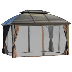 English Elm 10' X 12' Hardtop Gazebo Canopy - Durable Aluminum Frame, Weather-Resistant Pavilion With Privacy Curtains & Mesh W2225S00036