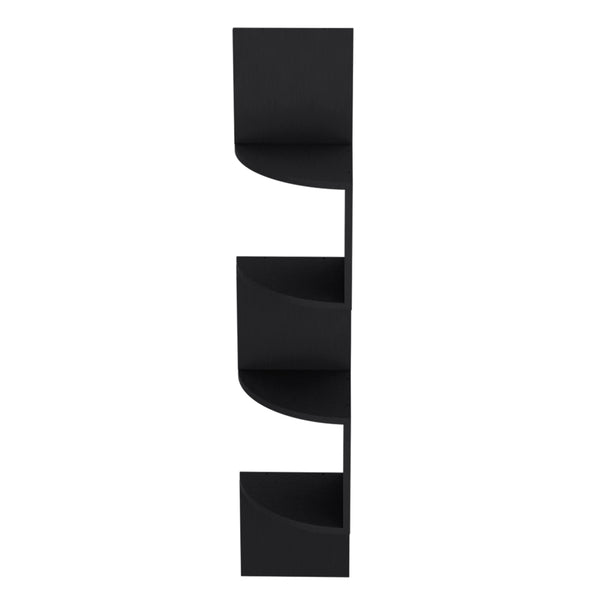 English Elm Shelf Crestone Wall-Mounted Black Engineered Wood Shelf with Four Spacious Display Shelves for Living Room Decor and Storage B092142847