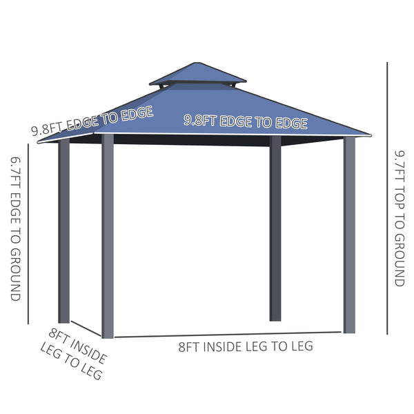 English Elm 10' X 10' Hardtop Gazebo Canopy - Stylish Aluminum Frame Pavilion With Double Roof & Mesh Curtains W2225S00034