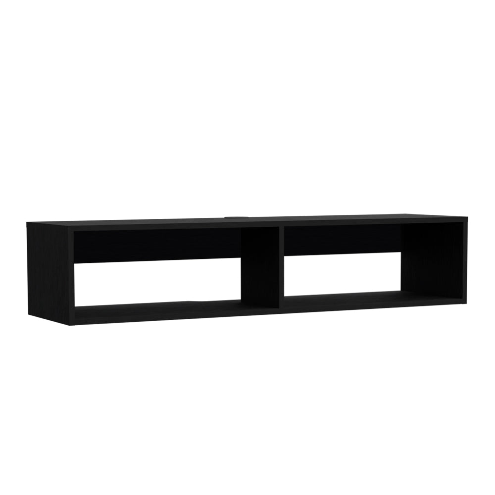English Elm Floating Tv Stand Shelley Wall-Mounted Black with Two Open Shelves 51.5" Modern Space-Saving Design B092142853