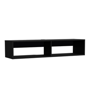 English Elm Floating Tv Stand Shelley Wall-Mounted Black with Two Open Shelves 51.5" Modern Space-Saving Design B092142853