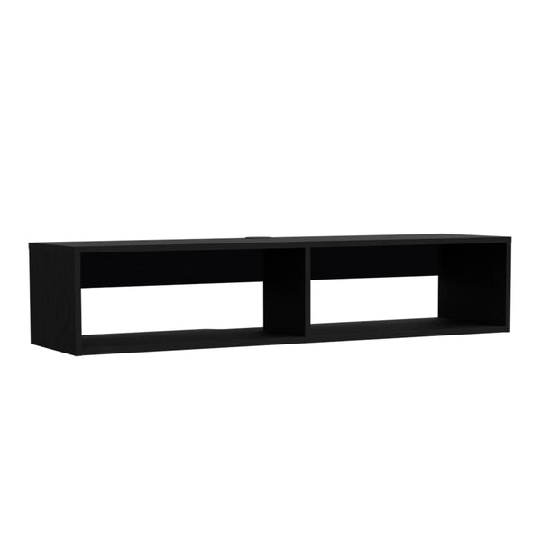 English Elm Floating Tv Stand Shelley Wall-Mounted Black with Two Open Shelves 51.5" Modern Space-Saving Design B092142853