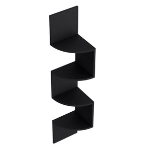 English Elm Shelf Crestone Wall-Mounted Black Engineered Wood Shelf with Four Spacious Display Shelves for Living Room Decor and Storage B092142847
