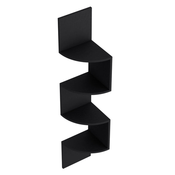 English Elm Shelf Crestone Wall-Mounted Black Engineered Wood Shelf with Four Spacious Display Shelves for Living Room Decor and Storage B092142847