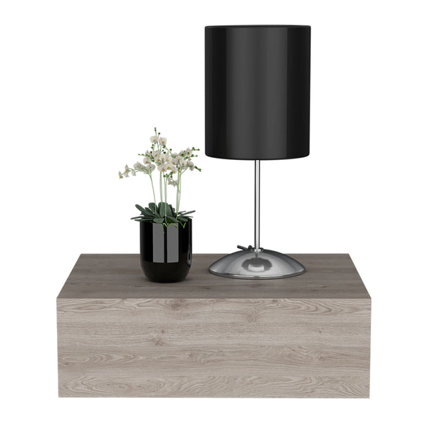 English Elm Nightstand Isola Wall-Mounted Light Gray Engineered Wood, Space-Saving Floating Design with Spacious Top & Generous Drawer B092142817