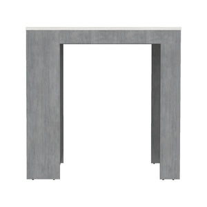English Elm Kitchen Island Doyle Concrete Gray with Ibiza Marble Finish — Compact Prep Station, 3 Open Shelves, Engineered Wood Durable Storage 90cm B092142835