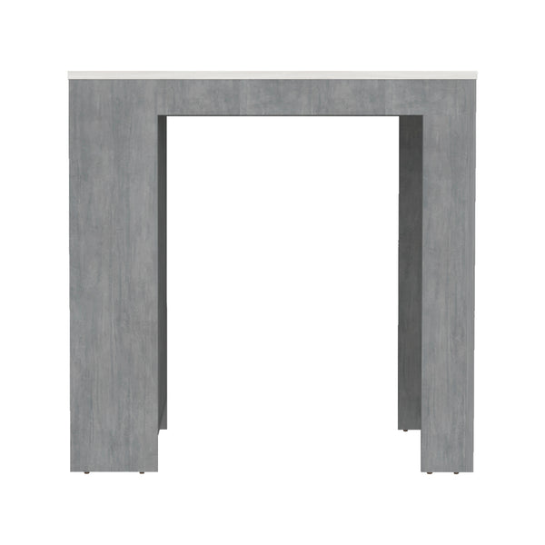 English Elm Kitchen Island Doyle Concrete Gray with Ibiza Marble Finish — Compact Prep Station, 3 Open Shelves, Engineered Wood Durable Storage 90cm B092142835