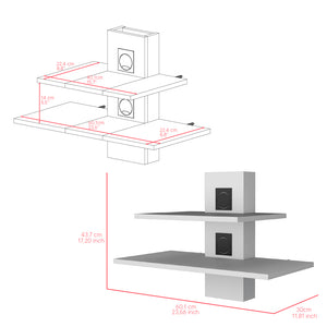 English Elm Shelf Ruston White Engineered Wood Floating Shelf for Living Room – Sleek Finish, Cable Grommets, Durable Design B092142854