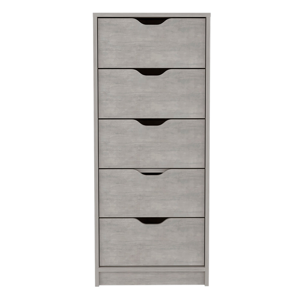 English Elm Kamran Concrete Gray Dresser - 5 Narrow Drawers, Engineered Wood, Space-Saving 45.2"L x 20"W B092142859