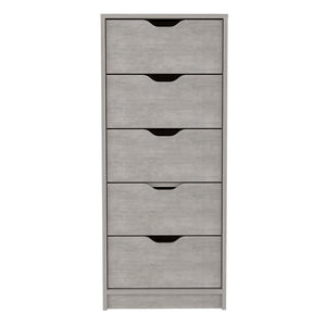 English Elm Kamran Concrete Gray Dresser - 5 Narrow Drawers, Engineered Wood, Space-Saving 45.2"L x 20"W B092142859