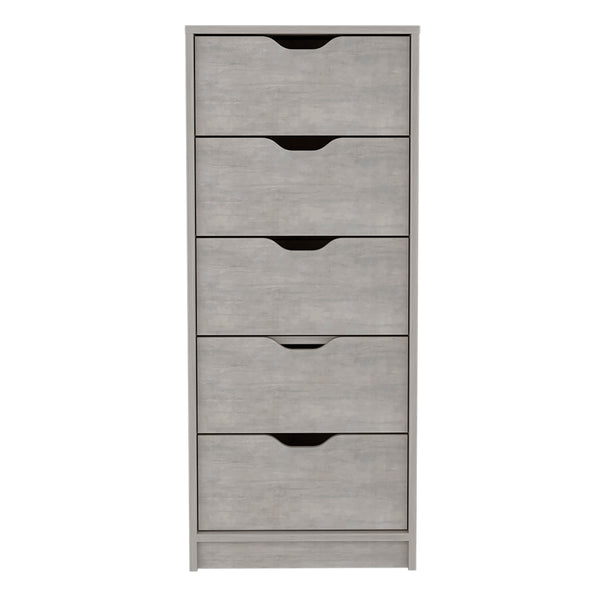 English Elm Kamran Concrete Gray Dresser - 5 Narrow Drawers, Engineered Wood, Space-Saving 45.2"L x 20"W B092142859