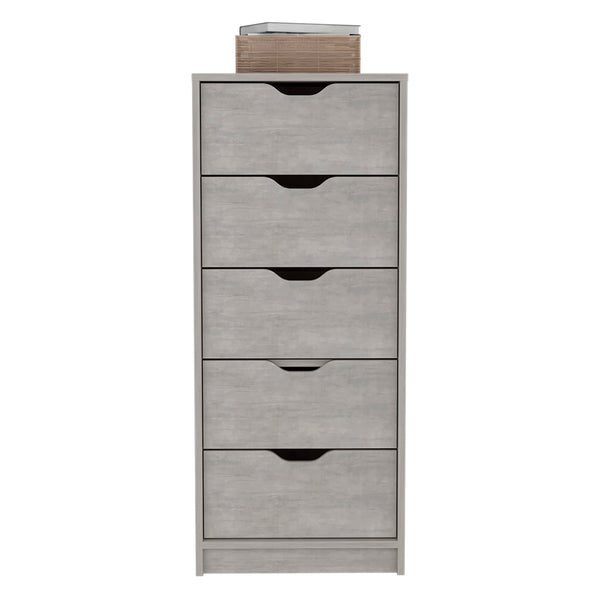 English Elm Kamran Concrete Gray Dresser - 5 Narrow Drawers, Engineered Wood, Space-Saving 45.2"L x 20"W B092142859