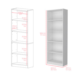 English Elm Bookcase Benzoni 4-Shelf White Engineered Wood Space-Savvy Design Durable Extra Lower Storage B092142821