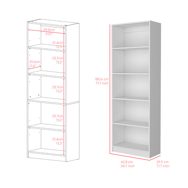 English Elm Bookcase Benzoni 4-Shelf White Engineered Wood Space-Savvy Design Durable Extra Lower Storage B092142821