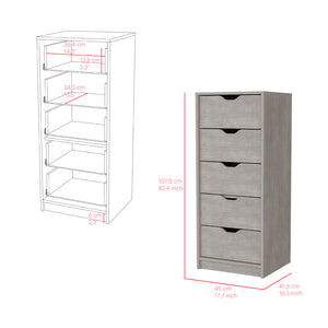English Elm Kamran Concrete Gray Dresser - 5 Narrow Drawers, Engineered Wood, Space-Saving 45.2"L x 20"W B092142859