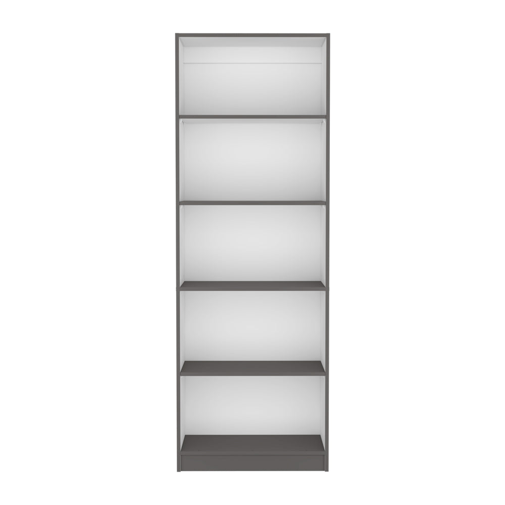 English Elm Bookcase Benzoni 4-Shelves Matt Gray/White – Space-Savvy Engineered Wood Design with Extra Lower Storage and Durable Construction B092142825