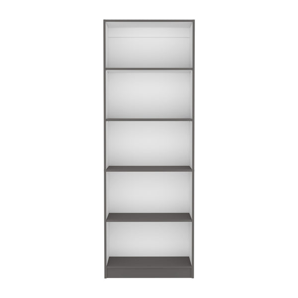 English Elm Bookcase Benzoni 4-Shelves Matt Gray/White – Space-Savvy Engineered Wood Design with Extra Lower Storage and Durable Construction B092142825