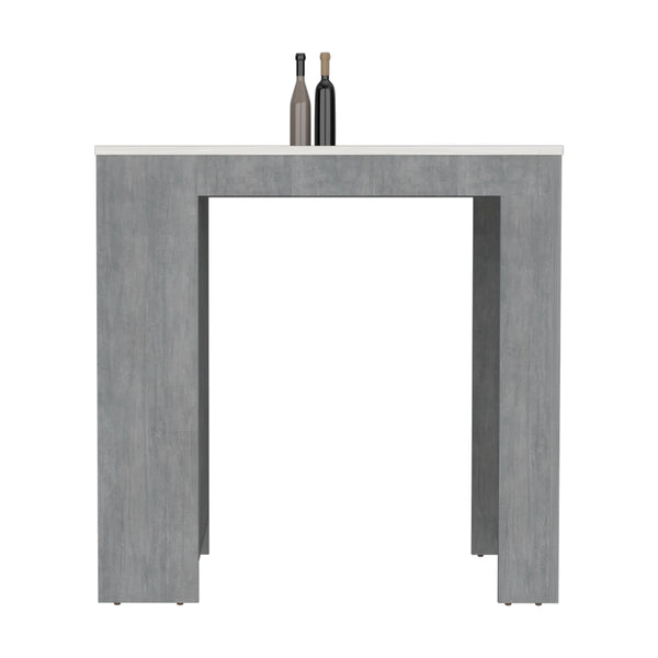 English Elm Kitchen Island Doyle Concrete Gray with Ibiza Marble Finish — Compact Prep Station, 3 Open Shelves, Engineered Wood Durable Storage 90cm B092142835
