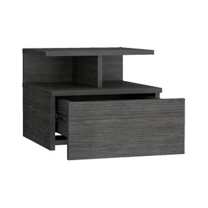 English Elm Nightstand Floating Flopini Smokey Oak – Wall-Mounted Engineered Wood Nightstand with Drawer, Space-Saving Shelf and Modern Gray Finish B092142831