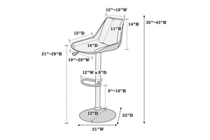 English Elm BAR BAR STOOL Light Gray Faux Leather Adjustable 20"x22" Pneumatic Lift Chromed Frame Modern Elegance B089127396