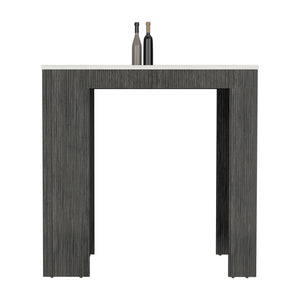 English Elm Kitchen Island Doyle Smoky Oak with Ibiza Marble Top, Compact Prep Table w/ 3 Shelves, Engineered Wood B092142834