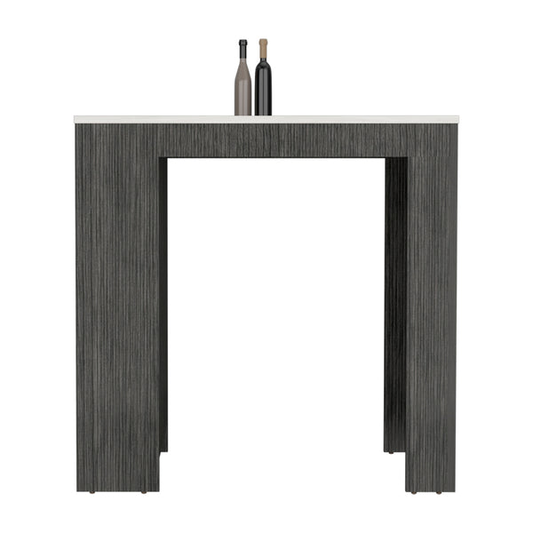English Elm Kitchen Island Doyle Smoky Oak with Ibiza Marble Top, Compact Prep Table w/ 3 Shelves, Engineered Wood B092142834