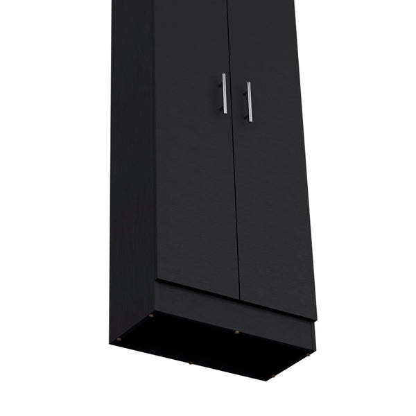 English Elm Pantry Clinton Tall Kitchen Cabinet in Black - Slim Engineered Wood Storage with Metal Handles B092142839