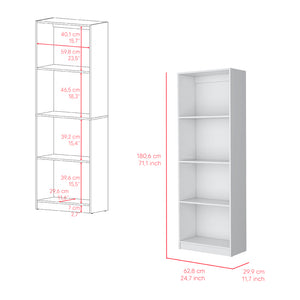 English Elm Bookcase Benzoni Engineered Wood, 4-Tier White Office Shelf Unit for Space-Saving Storage & Display B092142820