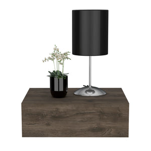 English Elm Nightstand Isola Wall-Mounted Dark Brown Engineered Wood | Space-Saving Drawer, Spacious Top (90") B092142815