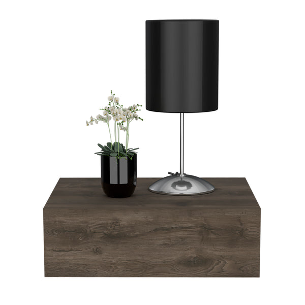 English Elm Nightstand Isola Wall-Mounted Dark Brown Engineered Wood | Space-Saving Drawer, Spacious Top (90") B092142815